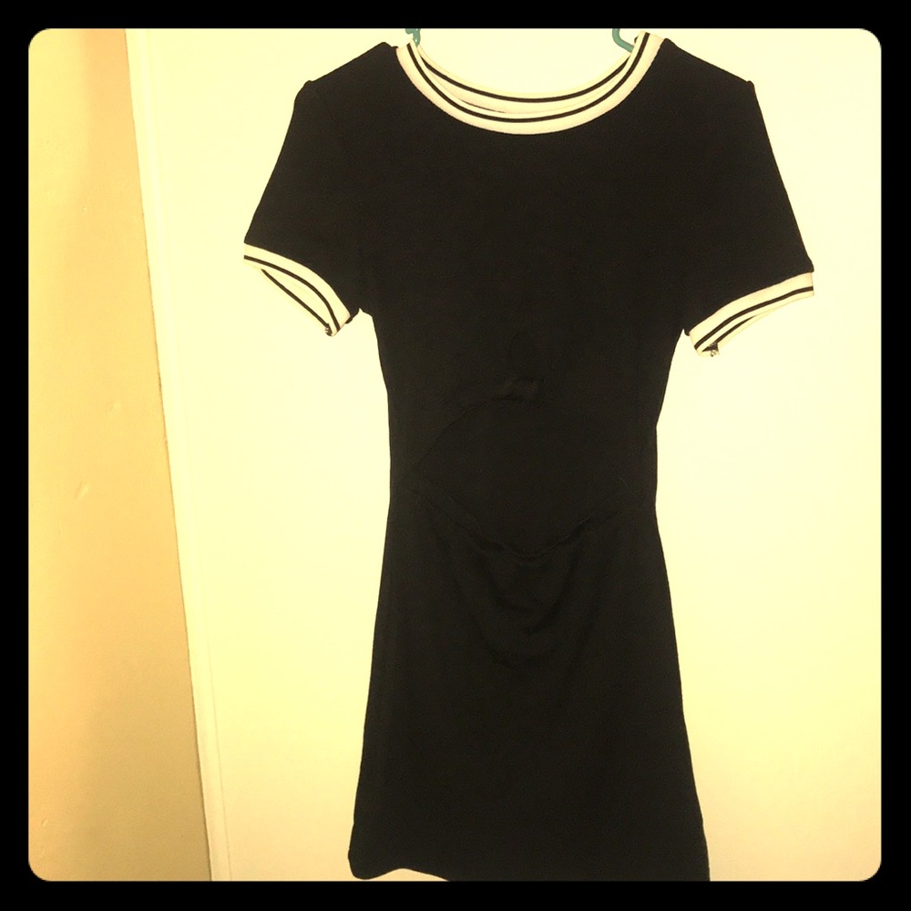 Black and White Front Cut Out Dress